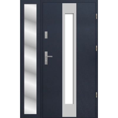 Drzwi zewnetrzne S37 INOX z naswietlem antracyt 72mm